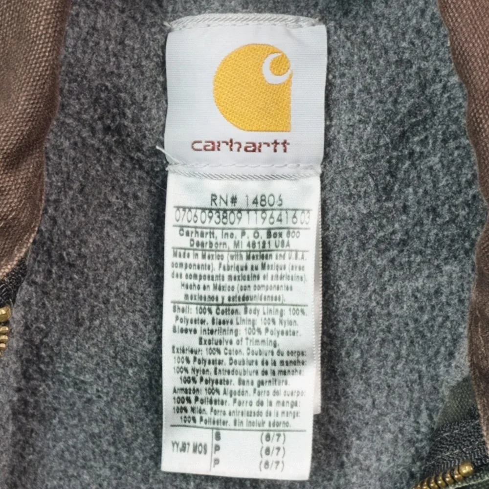 Carhartt Detroit Jacket Kids 6/7 Green Blanket Lined Chore Coat Brown Collar Y2K